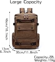 Vintage Canvas Backpack Casual Travel Rucksack 15.6inch Laptop Daypack — image 2