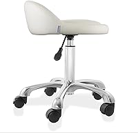 Saloniture Rolling Hydraulic Salon Stool with Low Backrest - Cream — image 4