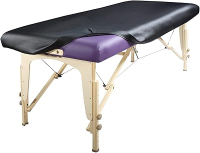 Spa Luxe Vinyl Massage Table Protector Cover Fitted - Black