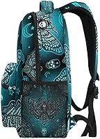 MNSRUU Teal School Backpack Butterfly Skull Blue College Knapsack Laptop Rucksack — image 4