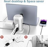 AiJoy Flat Plug Power Strip Tower with 9 Outlets and 5 USB Ports — image 5