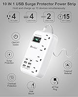 Beeiker 15 Ft USB Surge Protector Power Strip — image 4