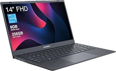 ECOHERO Gamma Laptop, Celeron J4005, 8GB RAM, 256GB SSD, 14″ FHD