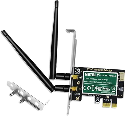 NETELY NET-AC8265 Dual Band Wireless-AC 1200Mbps PCIe WiFi Adapter with Bluetooth 4.2