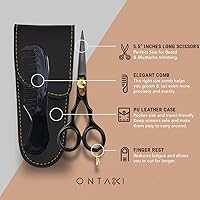 Ontaki Premium Hand Forged Japanese Steel Beard and Mustache Scissors 5.5″ Black — image 5