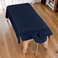 Cottingon 3 Piece Massage Table Sheet Set, Navy Blue — image 2
