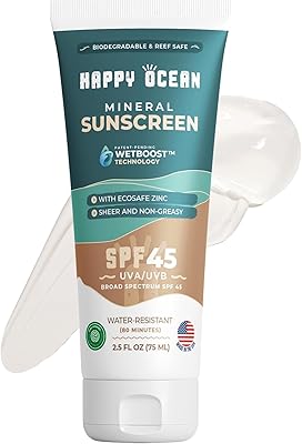 Happy Ocean SPF 45 Biodegradable Reef Safe Sunscreen 2.5oz