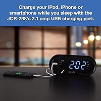Jensen JCR-298 AM/FM Dual-Alarm Digital Clock Radio with Bluetooth — image 6