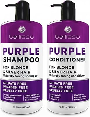 BELLISSO Purple Shampoo and Conditioner Set 2 x 16.9 fl oz