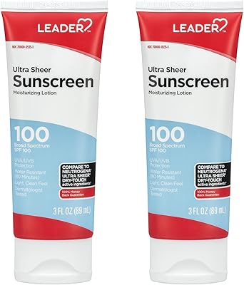 LEADER Ultra Sheer Sunscreen SPF 100+ (3 Fl Oz, 2 Pack)