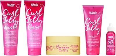 Umberto Giannini Curl Type 4 Kit for Type 4a-4c Hair, 8.4oz Wash & Care, 6.7oz Curl Jelly & Banana Butter Leave-In, 1.69oz Curl Oil