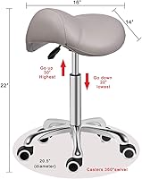 Kaleurrier Saddle Stool Rolling Swivel Chair (Grey) — image 2