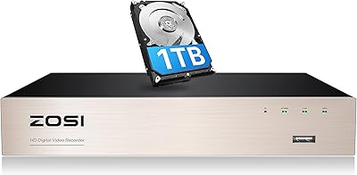 ZOSI H.265+ 8CH 5MP Lite Surveillance DVR with 1TB Hard Drive