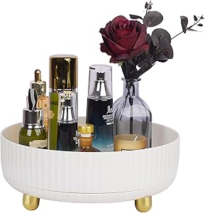 Anyoifax 360 Degree Rotating Makeup Organizer Tray, Large Ivory White Review
