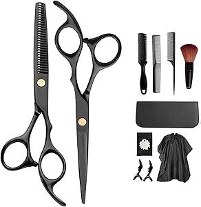 SWINILAYA Hair Scissors Set - 11 Pcs Black Stainless Steel
