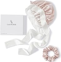 LaCourse 100% Mulberry Silk Bonnet - Pink + Ivory — image 1