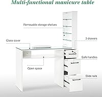 BarberPub Manicure Table with Drawers, White, 456019 inch — image 9