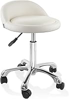 Saloniture Rolling Hydraulic Salon Stool with Low Backrest - Cream — image 1