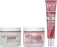No7 Restore & Renew Face & Neck Multi Action Skincare System - SPF 30 Day Cream + Anti Aging Facial Serum + Night Cream — image 1