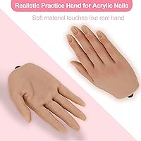 Rolomanve Nail Practice Hand with 500 Pcs Natural Coffin Nails — image 3