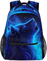 Wolf Blue Galaxy Wolf Backpack for Boys and Girls — image 1