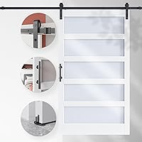 EaseLife 48″ x 84″ Glass Barn Door with 8FT Sliding Hardware Kit — image 3