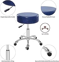 Lilfurni Thick Padding Swivel Rolling Stool (Blue) — image 8