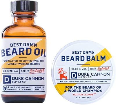 Duke Cannon Best Beard Bundle - Redwood Scent, 3 oz Oil & 1.6 oz Balm