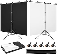 YAYOYA 5x6.5ft Black White Backdrop Screen with Stand Kit — image 1