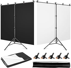 YAYOYA 5x6.5ft Black White Backdrop Screen with Stand Kit Review