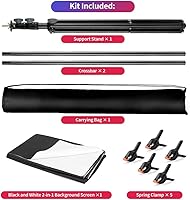 YAYOYA 5x6.5ft Black White Backdrop Screen with Stand Kit — image 6
