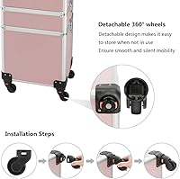 Mefeir 4 in 1 Rolling Makeup Train Case (Pink) — image 7