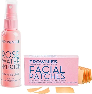 Frownies Forehead Wrinkle Patches & Rose Water Hydrator Combo, 144 Patches, 2oz