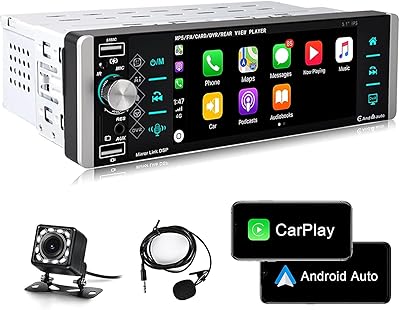 METEESER Single Din Car Stereo with Apple Carplay Android Auto