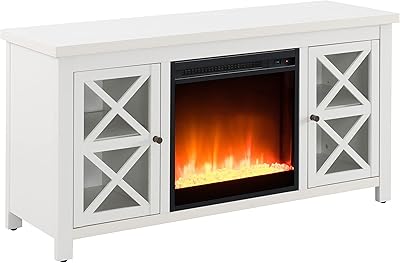 Henn&Hart Rectangular TV Stand with Crystal Fireplace for TVs up to 55″