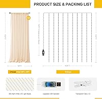 HOLITS Tulle Curtain Backdrop with 300 LED Lights, 10ft x 10ft — image 3