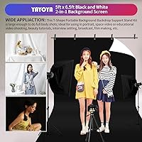 YAYOYA 5x6.5ft Black White Backdrop Screen with Stand Kit — image 5