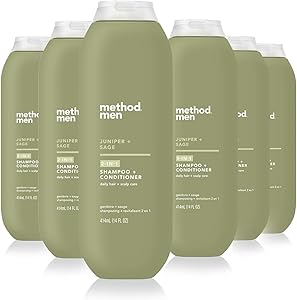Method Men 2-in-1 Shampoo + Conditioner, Juniper + Sage, 14 oz (6-Pack)