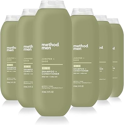 Method Men 2-in-1 Shampoo + Conditioner, Juniper + Sage, 14 oz (6-Pack)