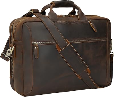 TIDING Men's Leather 15.6 Inch Laptop Backpack Convertible Briefcase