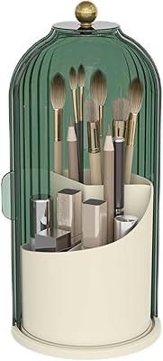 Emljkvp Green 360° Rotating Makeup Brush Holder with Dustproof Cover