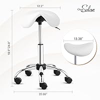 OmySalon Saddle Stool Rolling Chair, White — image 2