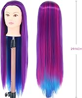 Amyqueen Mannequin Head with Hair, 29″ Cosmetology Training Doll Head (Purple) — image 2