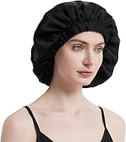 ALASKA BEAR 100% Mulberry Silk Bonnet Sleep Cap - Jumbo Black — image 1