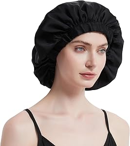 ALASKA BEAR 100% Mulberry Silk Bonnet Sleep Cap - Jumbo Black Review