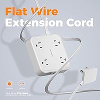 TESSAN Surge Protector Flat Extension Cord 5FT with 4 Outlets & 3 USB Ports — image 6