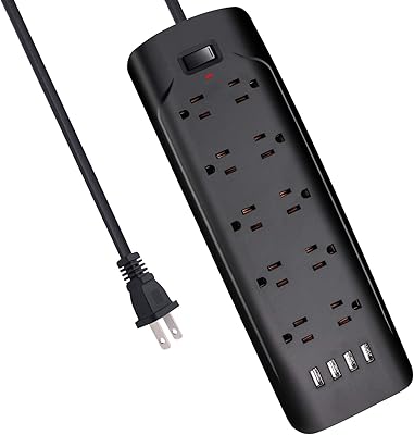 Dorggi 10FT 2 Prong Power Strip with 4 USB Ports