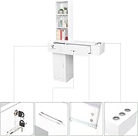 OmySalon Wall Mount Barber Station with Storage Cabinet and Shelves (White) — image 4