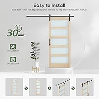 ROYMELO 34x84 Inch Glass Sliding Barn Door Slab with 6ft Hardware Kit — image 5