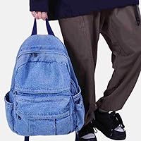 Light Wash Denim Jean Backpack for Women & Men — image 3